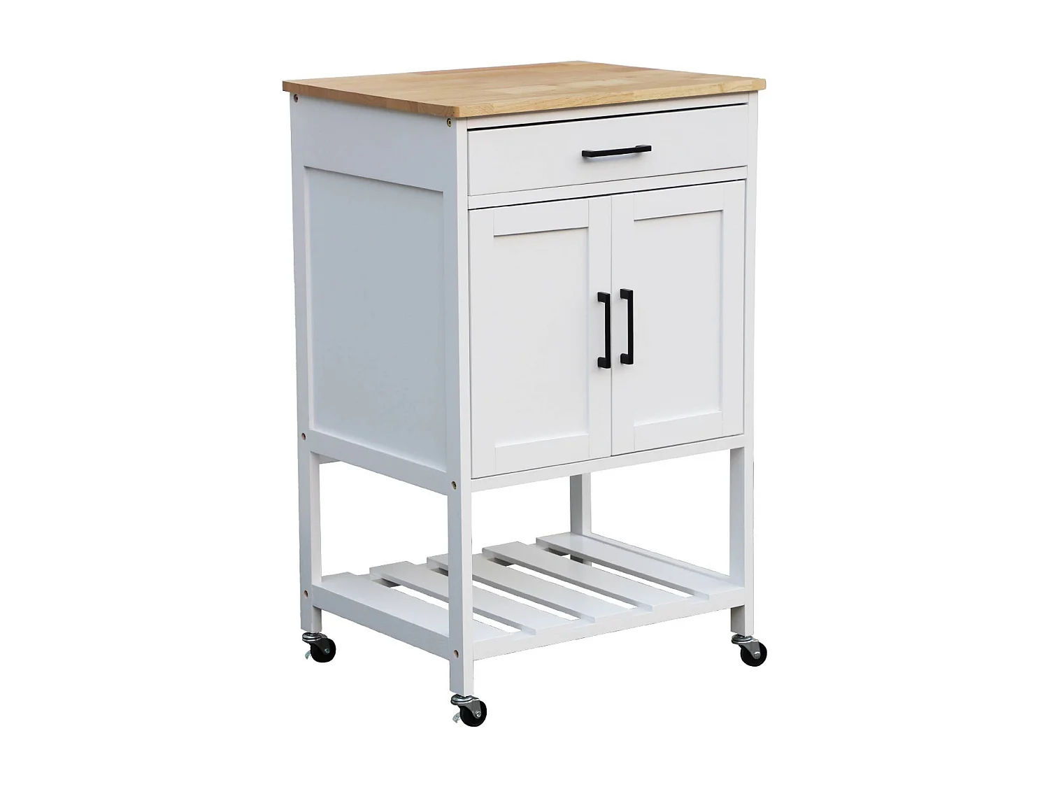 Carro de cocina con encimera de madera de pino blanco