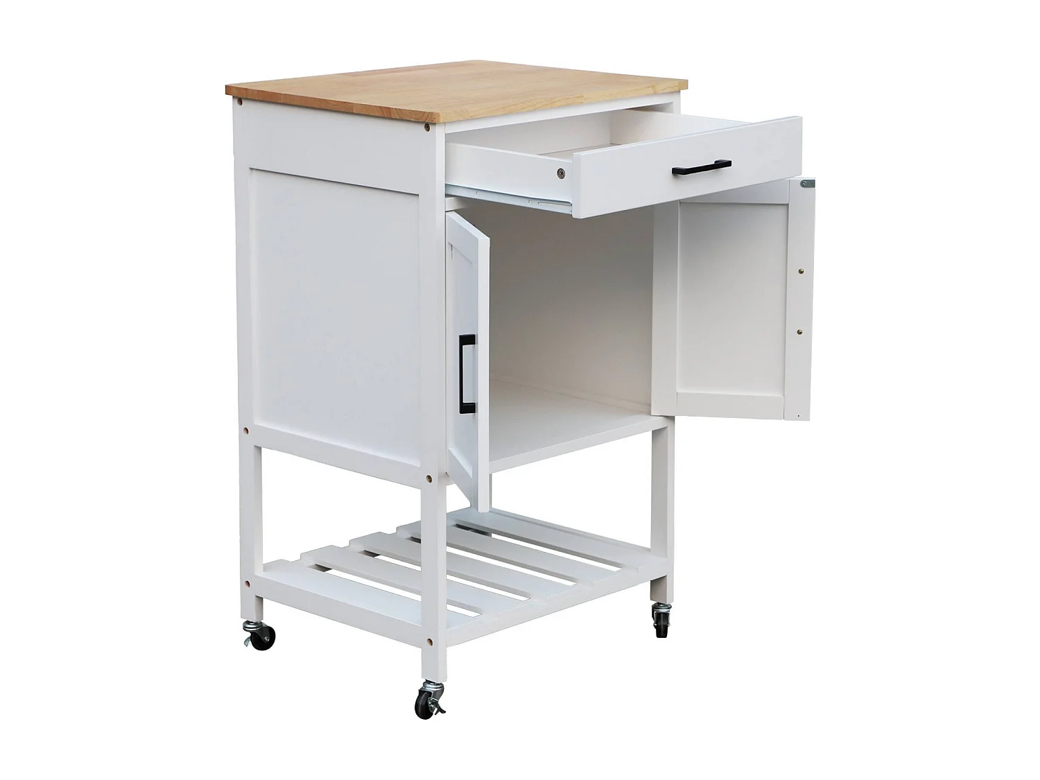 Carro de cocina con encimera de madera de pino blanco