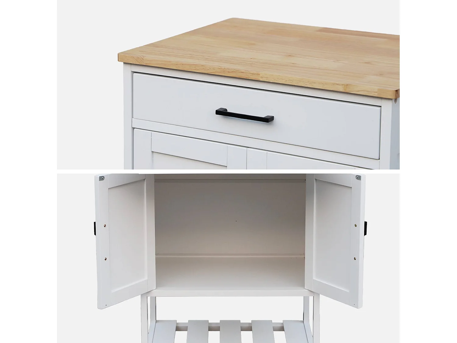 Carro de cocina con encimera de madera de pino blanco