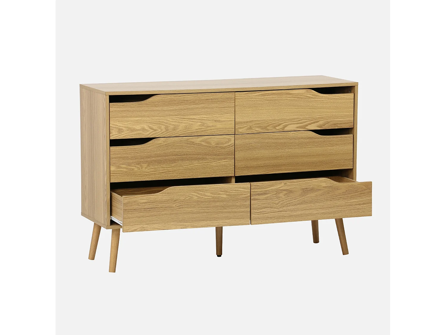 Cassettiera effetto legno, 6 cassetti, effetto frassino