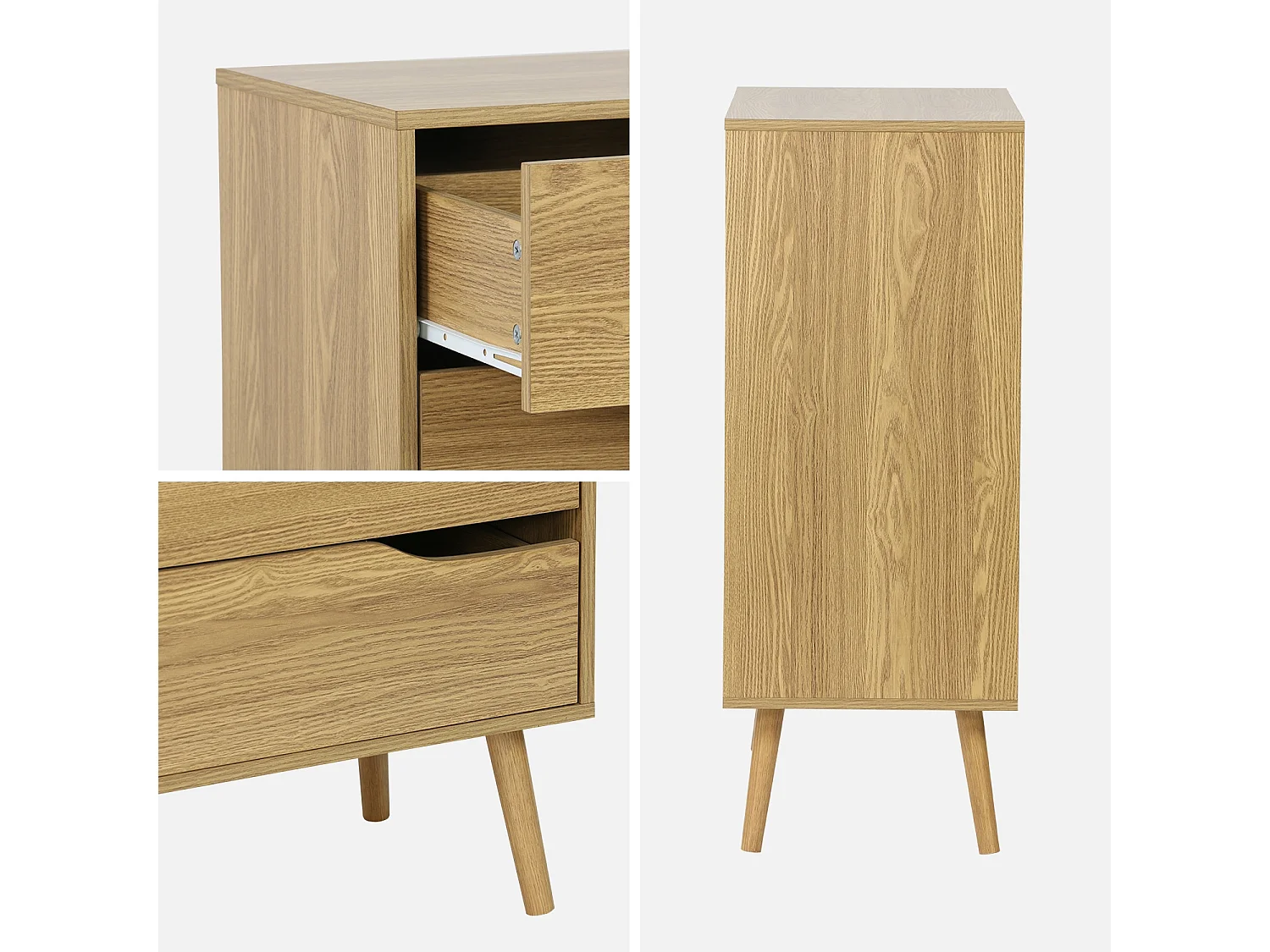 Cassettiera effetto legno, 4 cassetti, effetto frassino