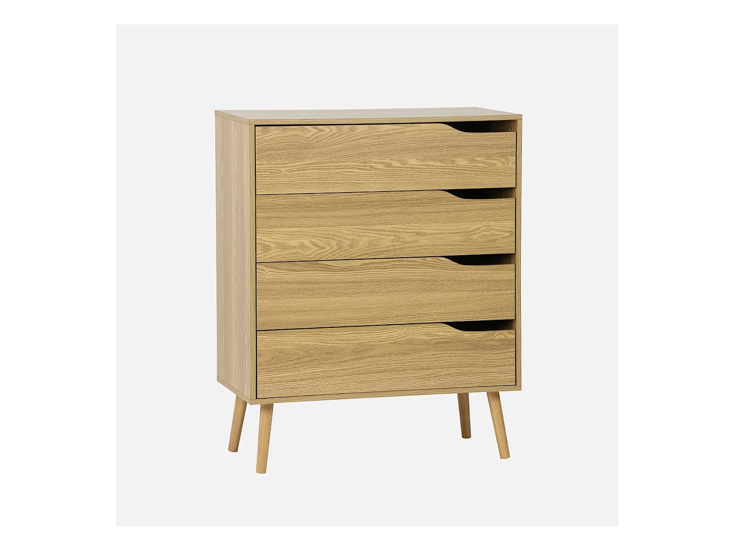 Commode effet frêne. 4 tiroirs. pieds en pin massif