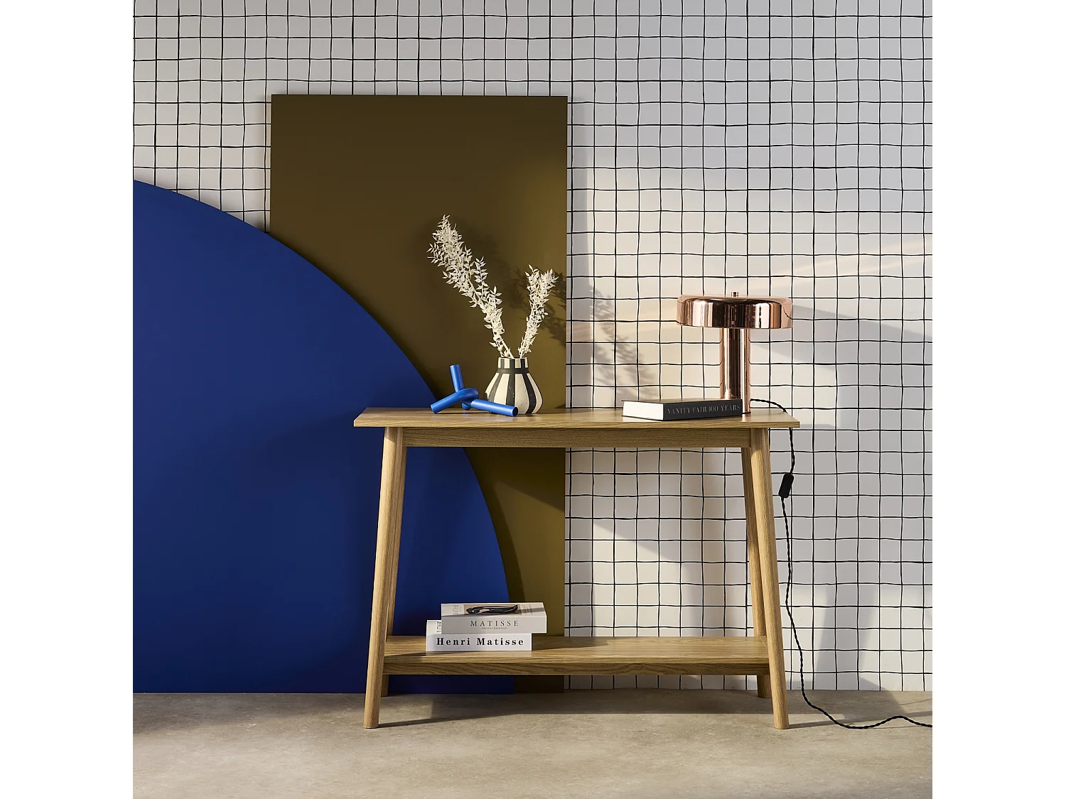 Consolle scandinava effetto legno di noce, 110cm, effetto frassino