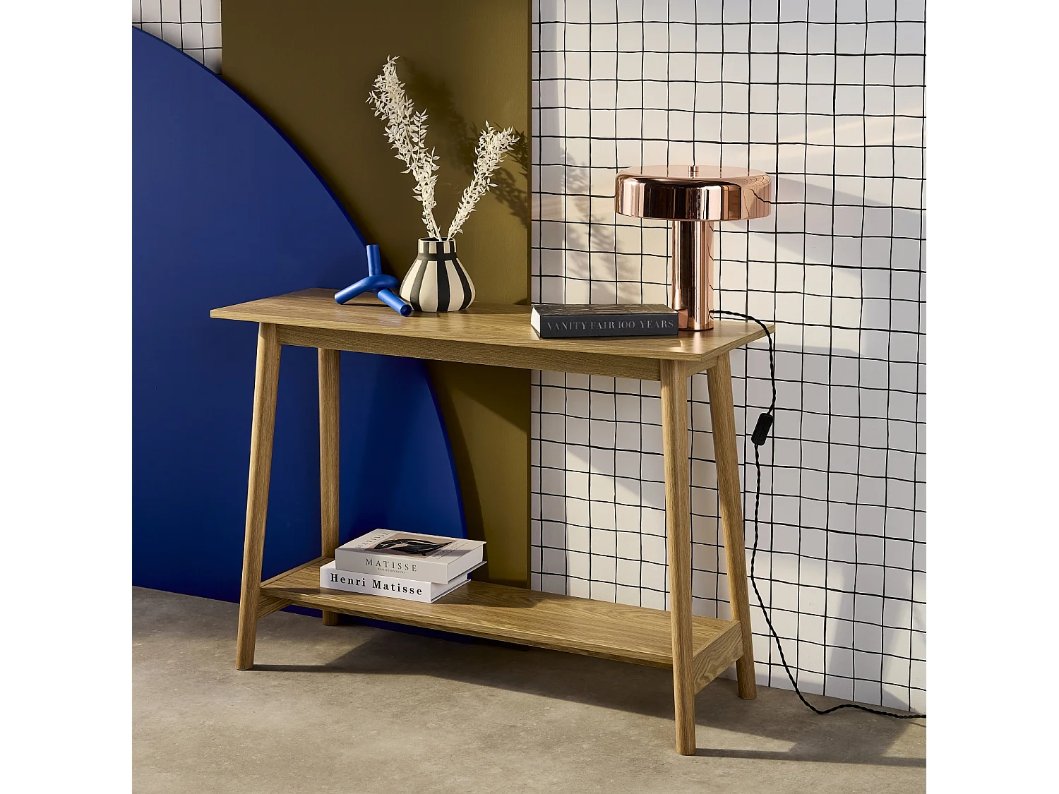 Consolle scandinava effetto legno di noce, 110cm, effetto frassino