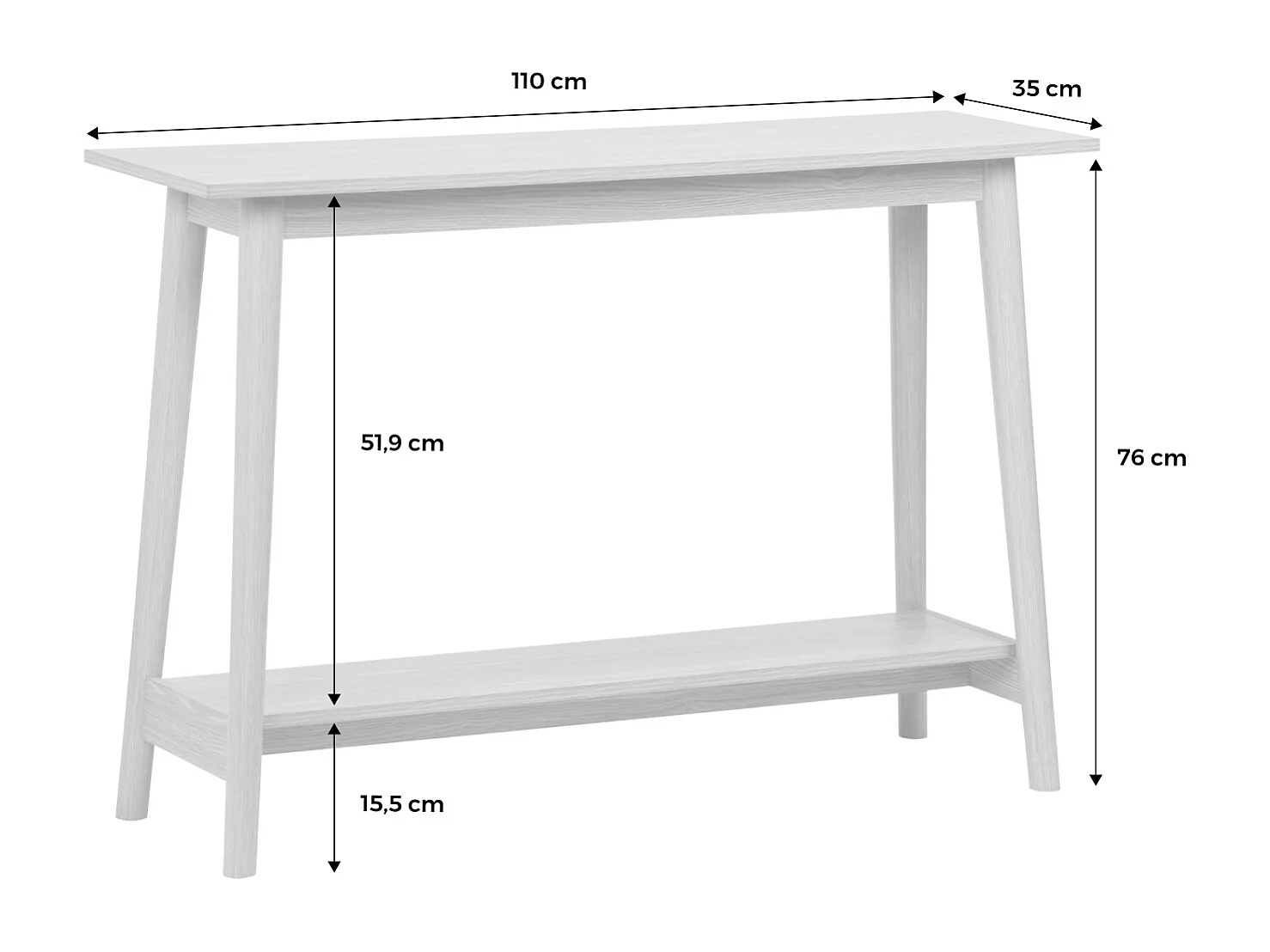 Consolle scandinava effetto legno di noce, 110cm, effetto frassino