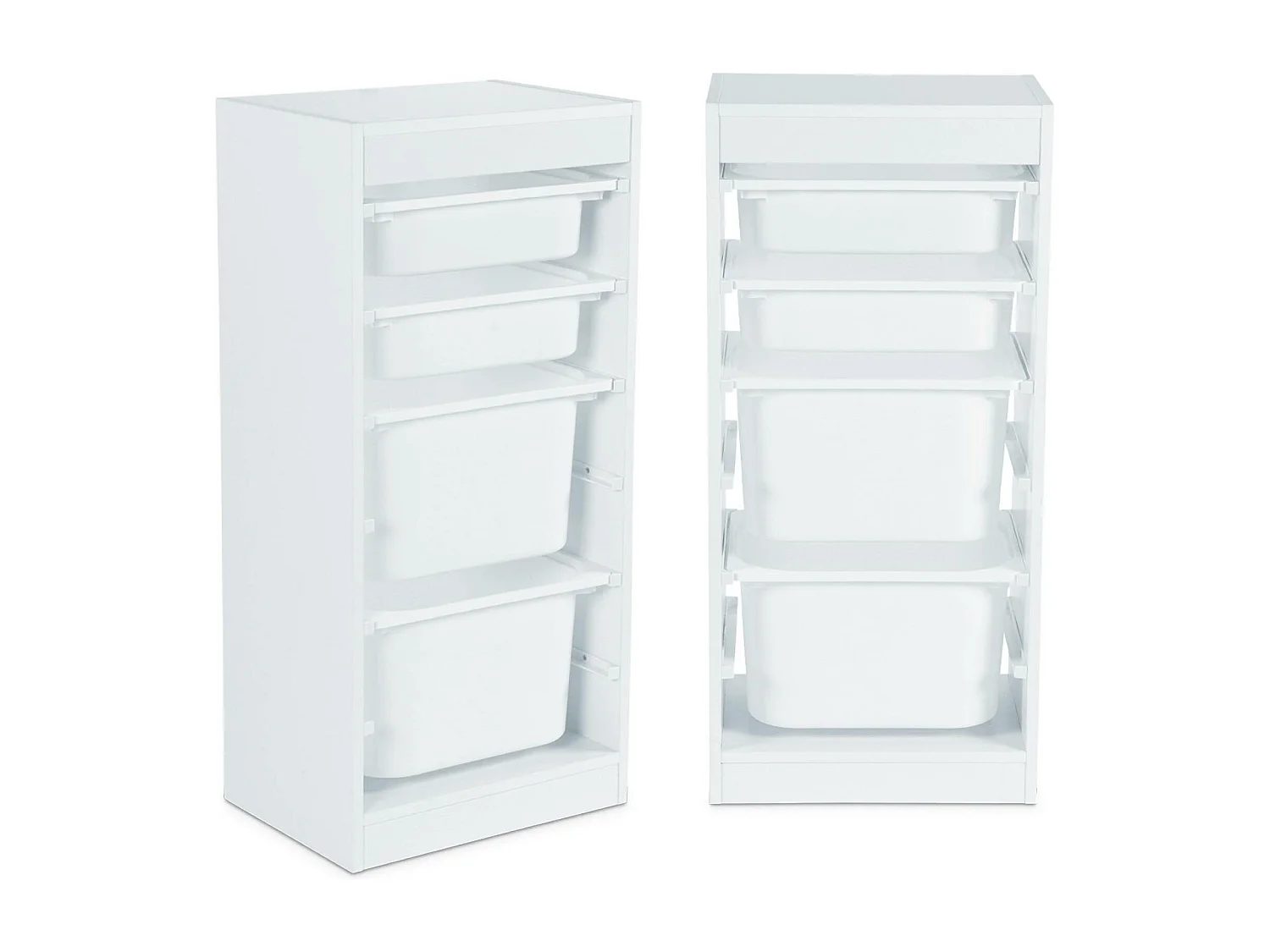 Mueble de almacenamiento infantil 4 cajas, set de 2 blanco