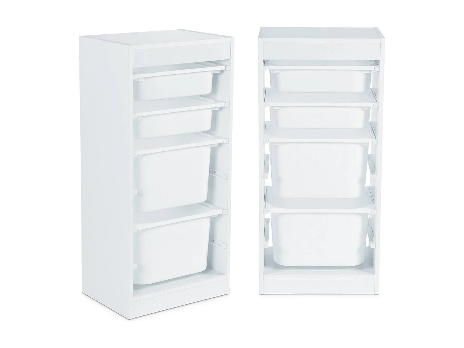 Mueble de almacenamiento infantil 4 cajas, set de 2 blanco