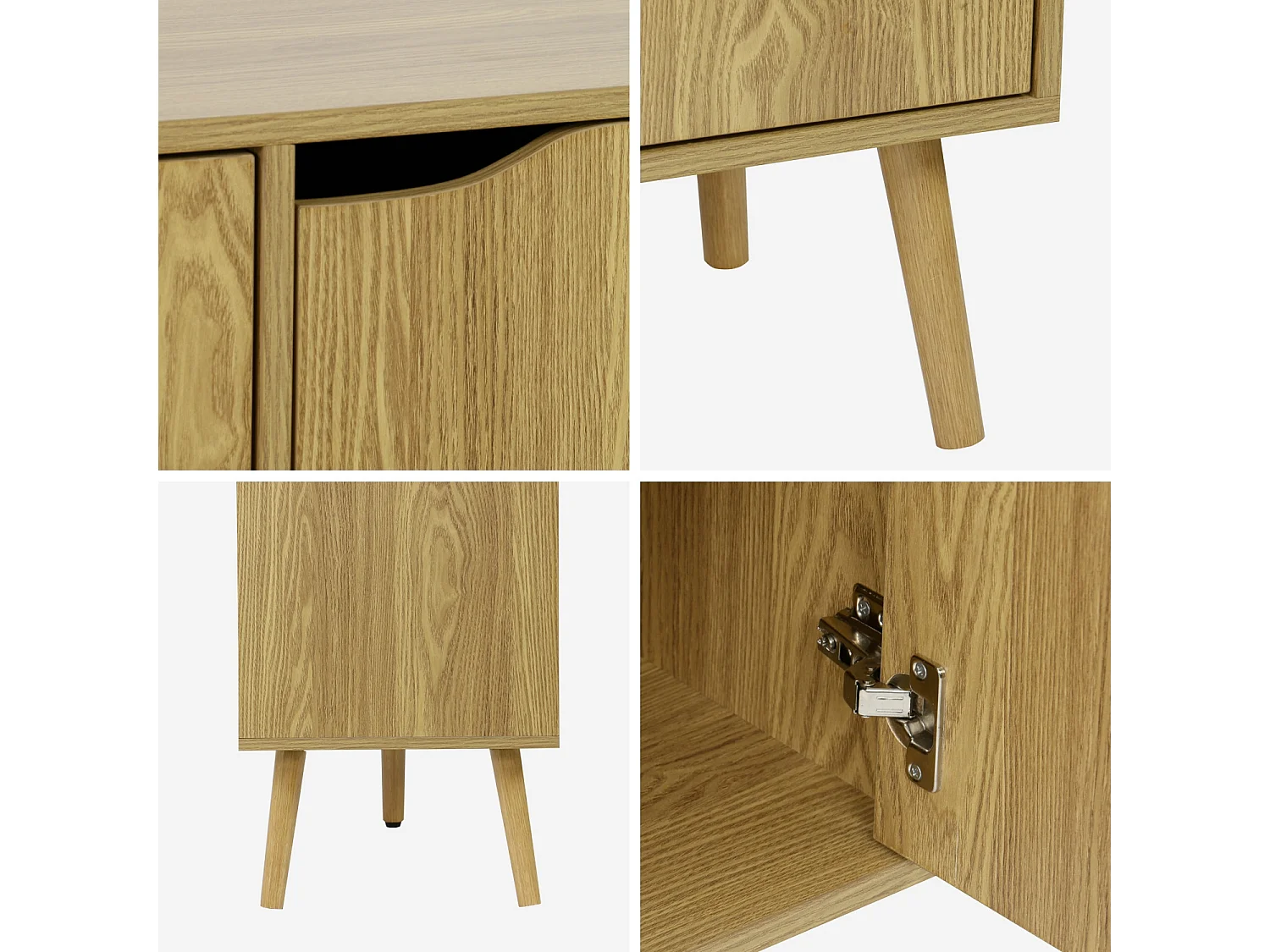 Aparador efecto nogal con 3 puertas y 3 estantes, 120cm efecto fresno