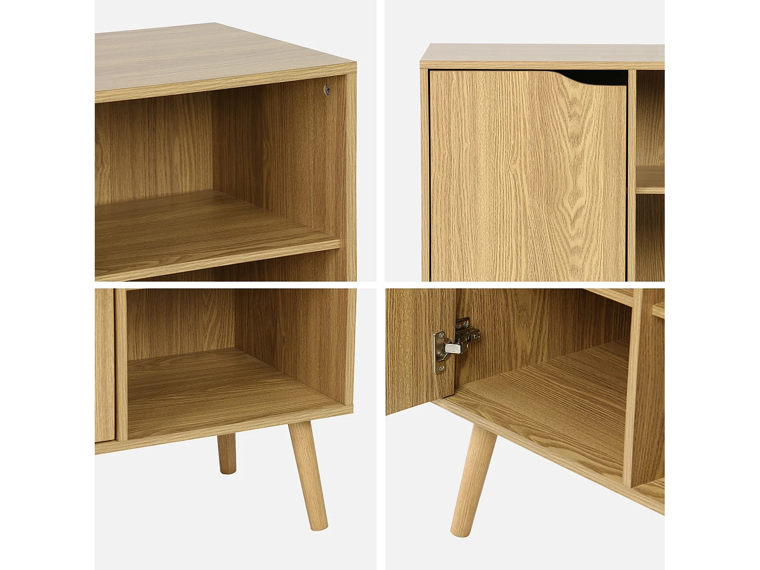 Buffet de rangement effet frêne 1 porte. 2 étagères. buffet bas. 80cm