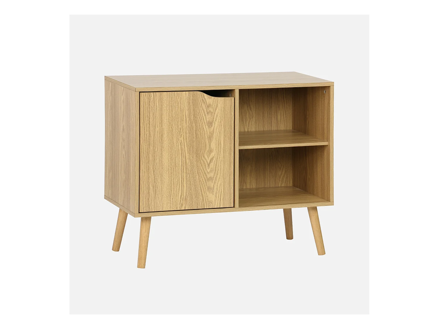 Credenza effetto noce 1 anta, 2 ripiani, 80cm, effetto frassino