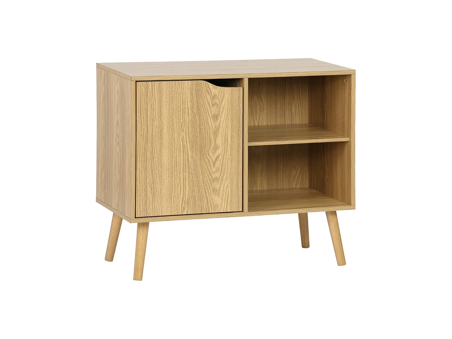 Buffet de rangement effet frêne 1 porte. 2 étagères. buffet bas. 80cm