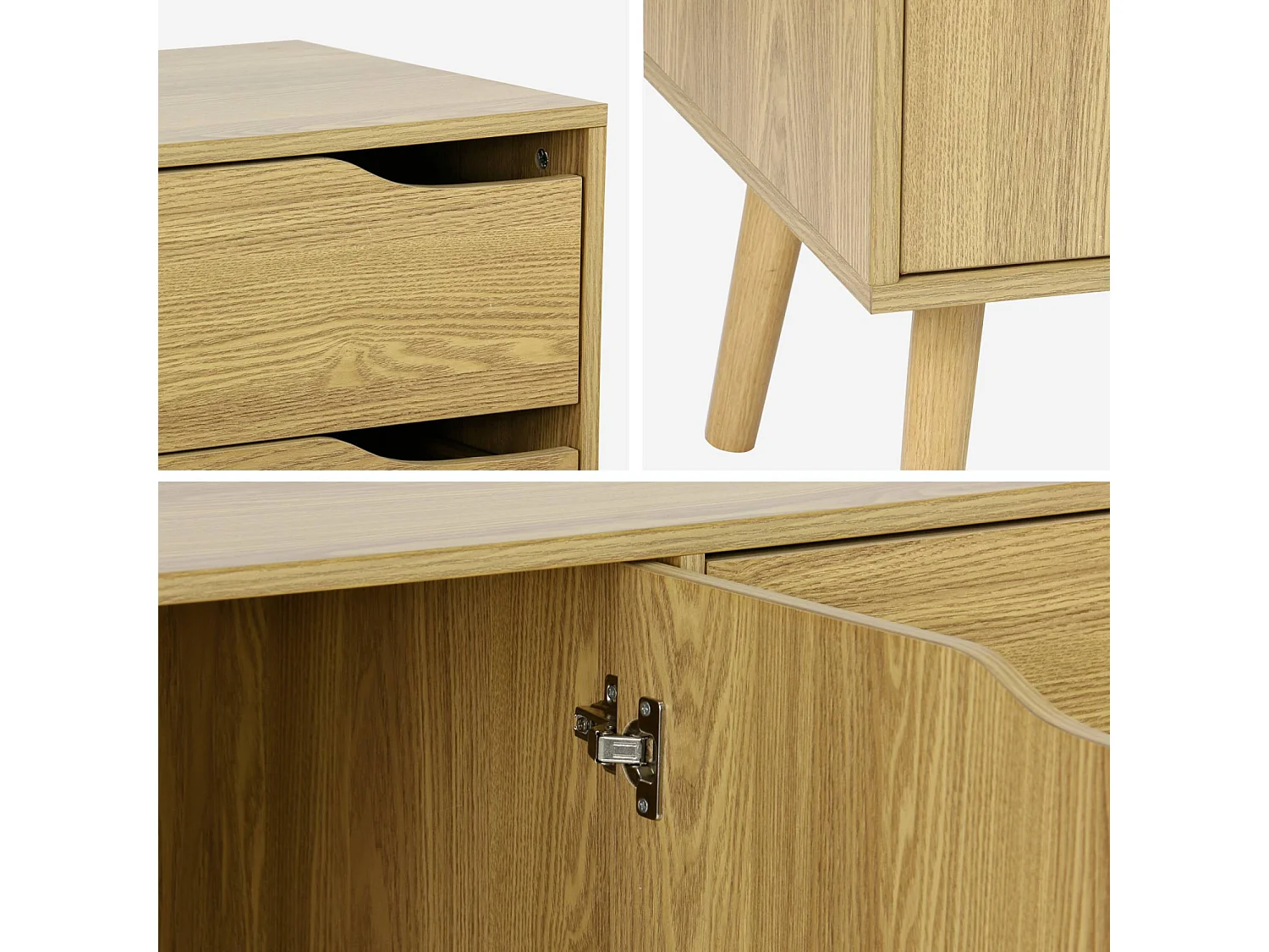 Credenza scandinava a 2 ante effetto legno di noce, 160cm, effetto