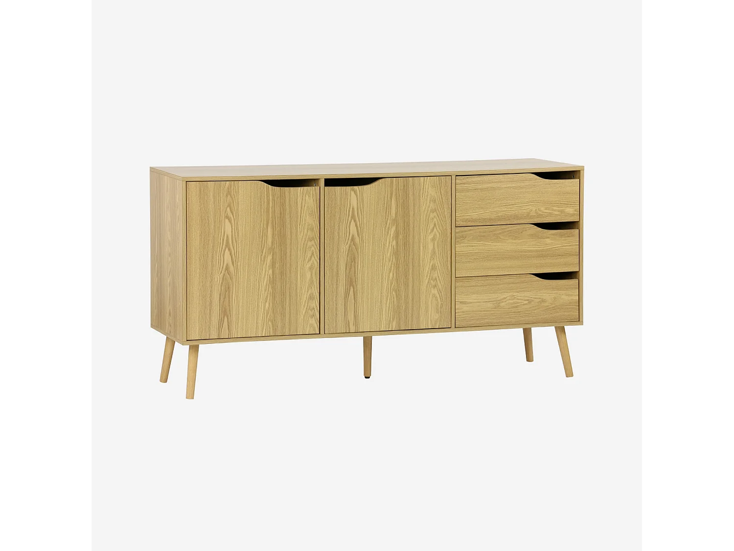 Credenza scandinava a 2 ante effetto legno di noce, 160cm, effetto
