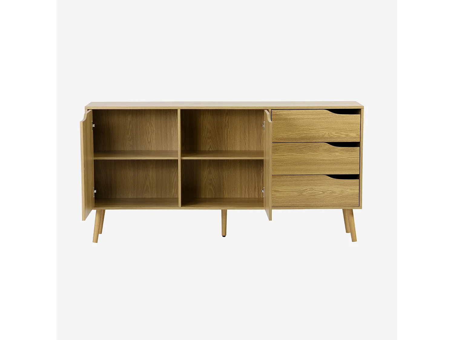 Credenza scandinava a 2 ante effetto legno di noce, 160cm, effetto