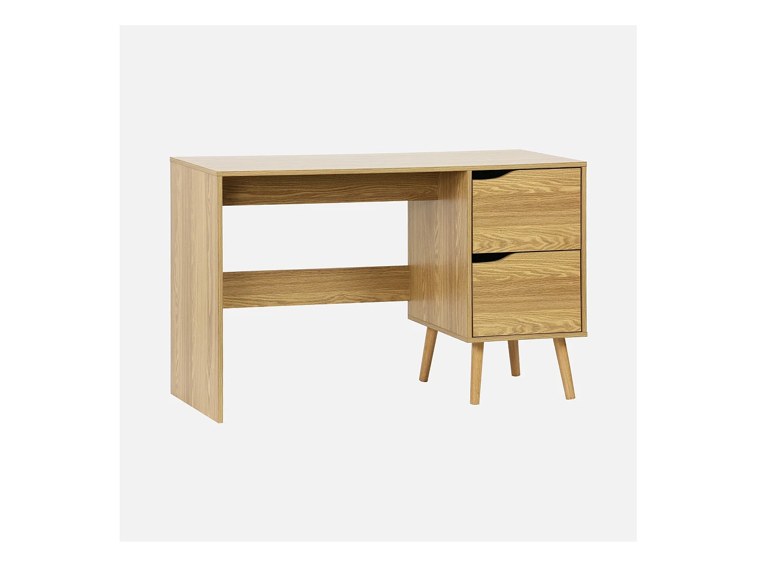 Bureau à 2 tiroirs effet frêne