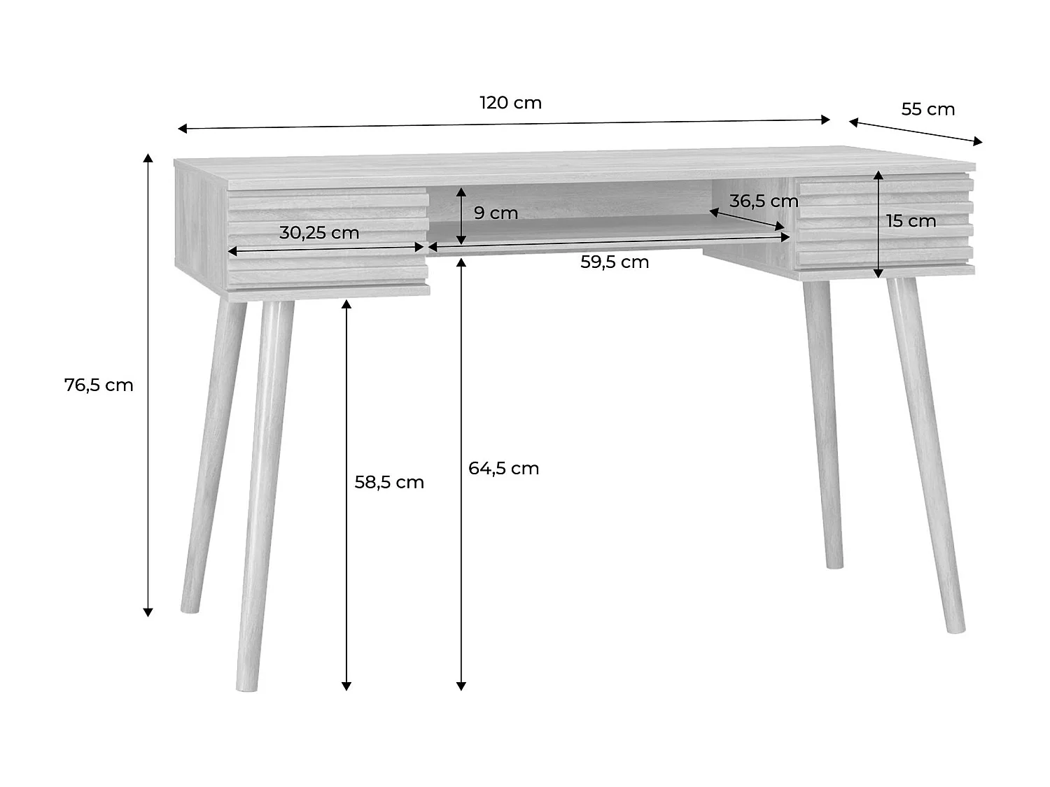 Scrivania effetto legno 2 cassetti, marrone naturale