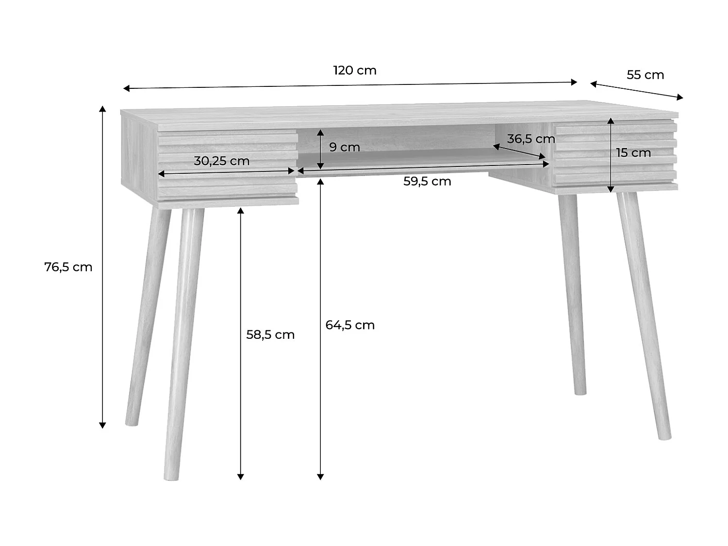 Scrivania effetto legno 2 cassetti, marrone naturale