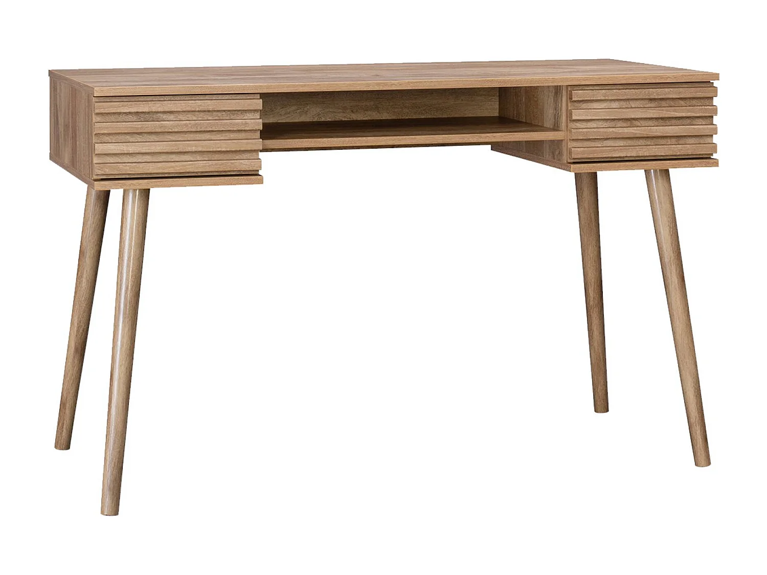 Scrivania effetto legno 2 cassetti, marrone naturale