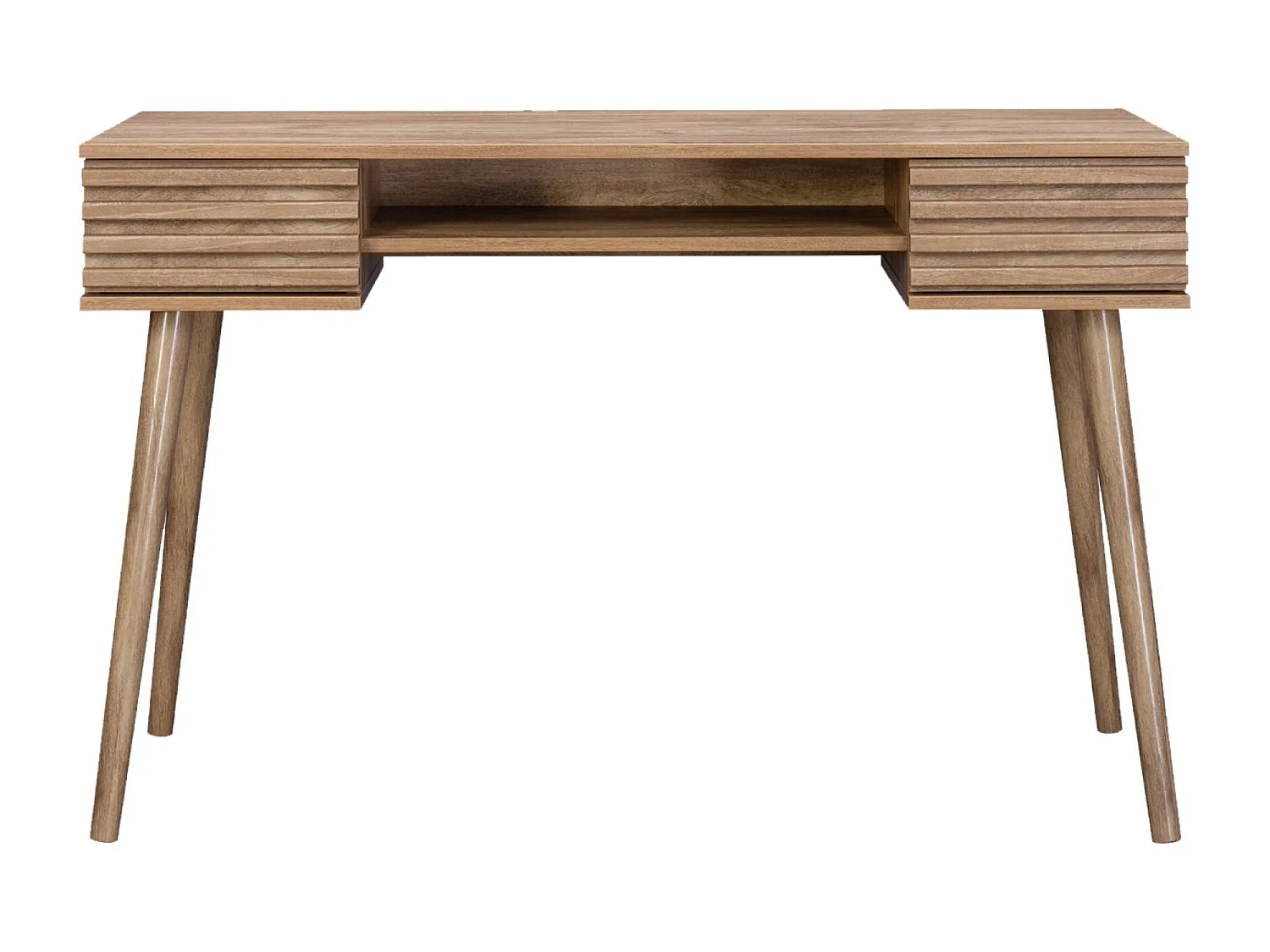 Scrivania effetto legno 2 cassetti, marrone naturale