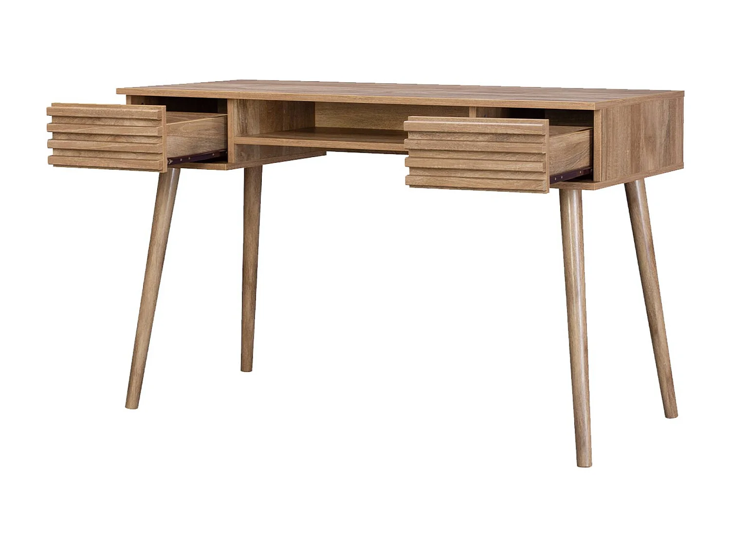 Scrivania effetto legno 2 cassetti, marrone naturale