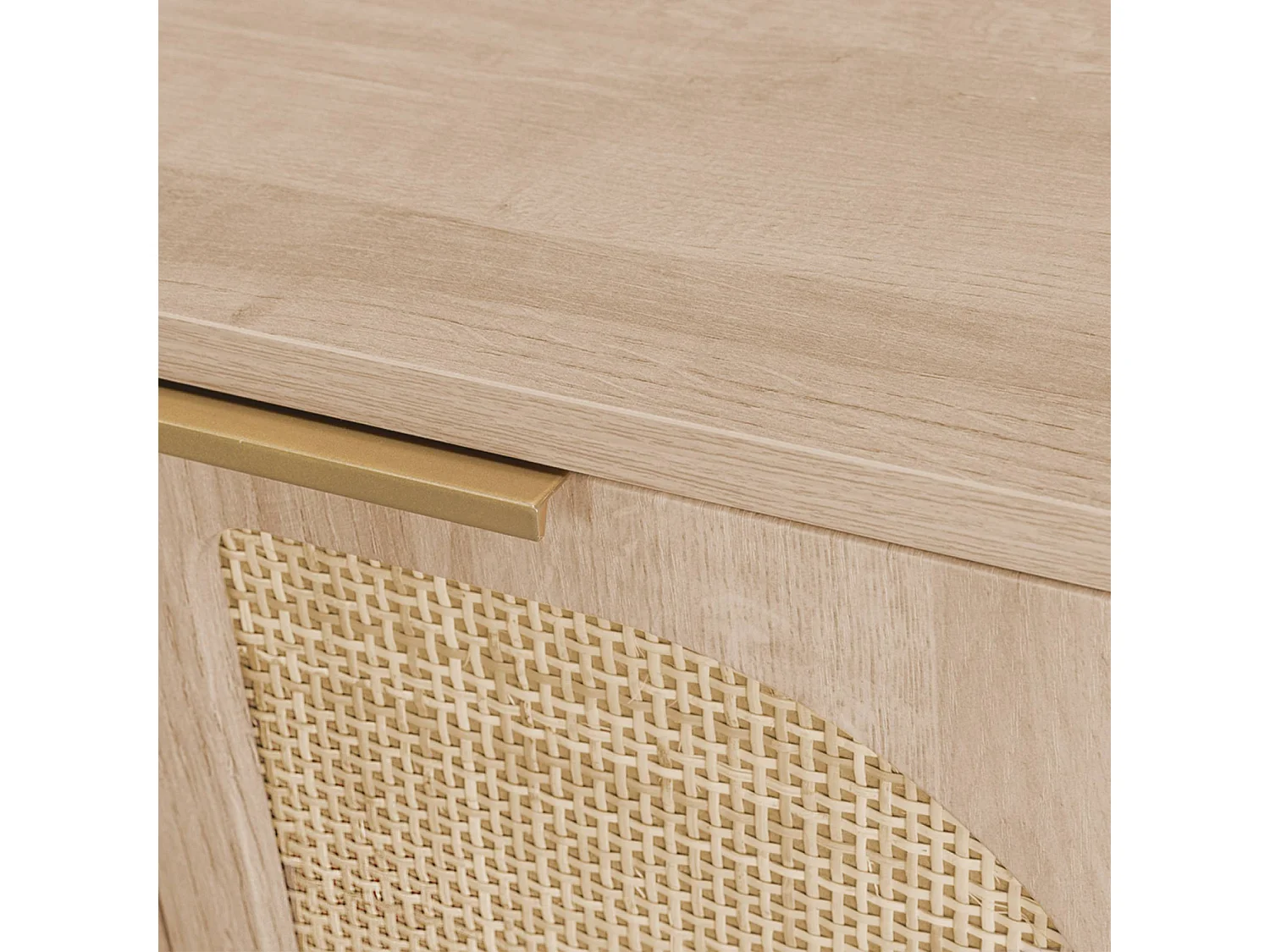 Bureau décor bois et cannage 2 portes EVA naturel 120 x 55 x 76.5 cm