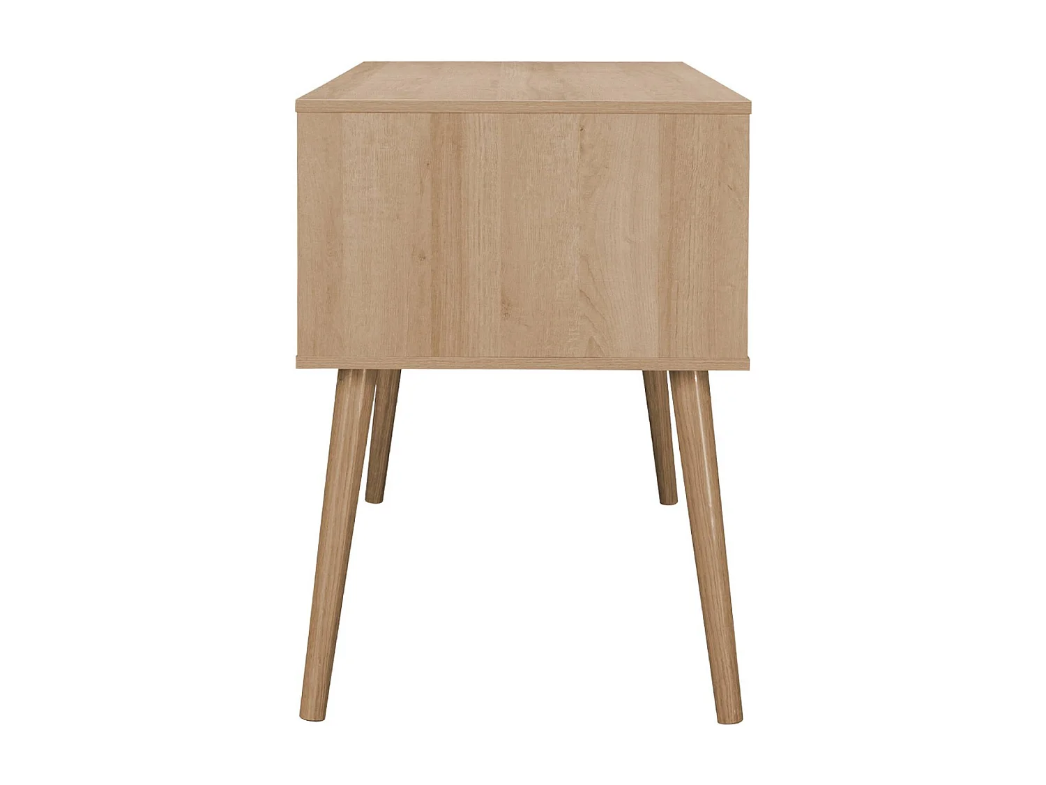 Oficina efecto madera y mimbre, 2 cajones natural