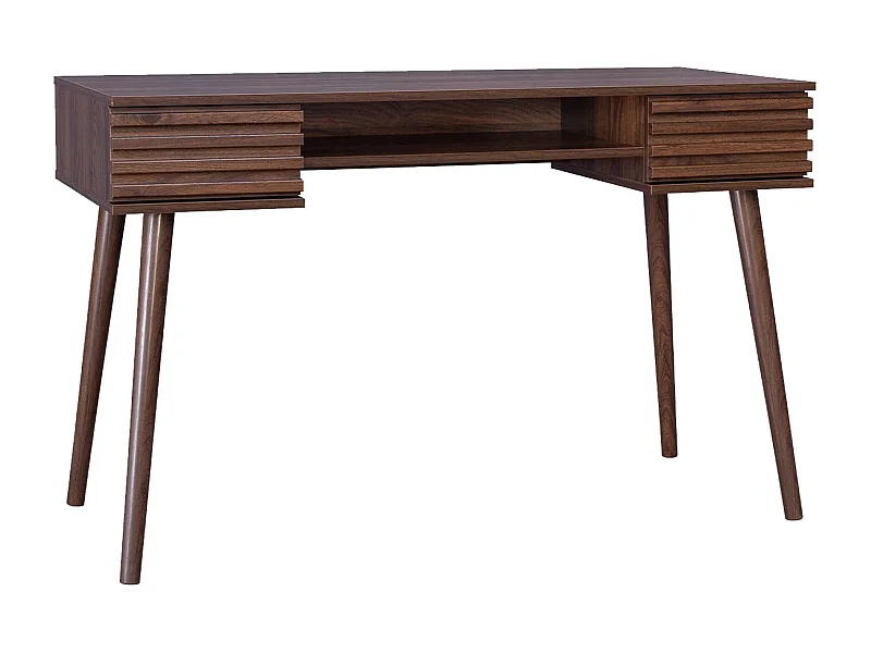 Scrivania effetto legno 2 cassetti, noce