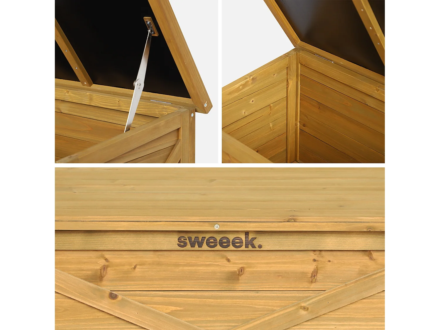 Coffre de rangement en bois 80 cm. naturel. L80 x P48 x H50cm. capacité 100L