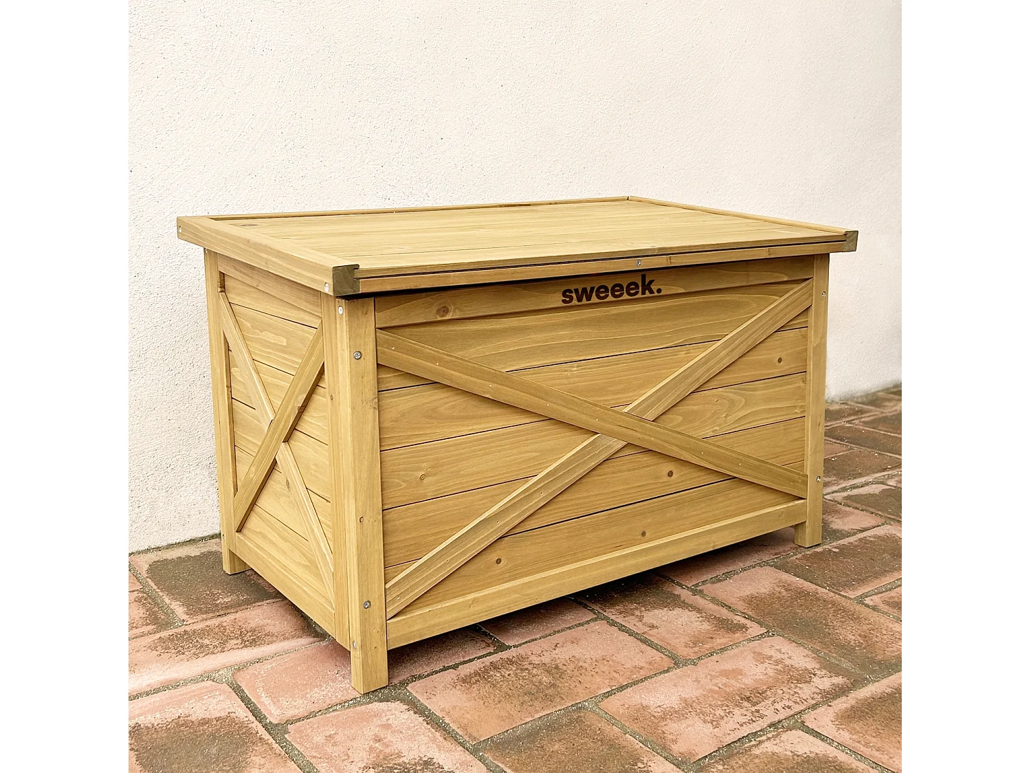 Coffre de rangement en bois 80 cm. naturel. L80 x P48 x H50cm. capacité 100L