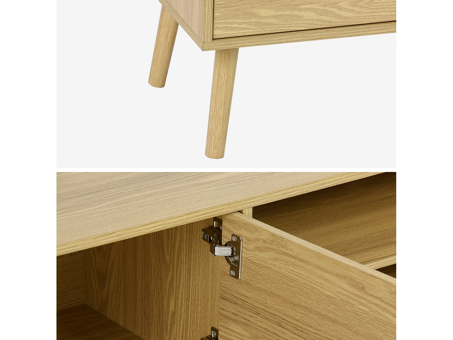 Mueble tv en acabado estilo nogal con 2 puertas, 160cm efecto fresno