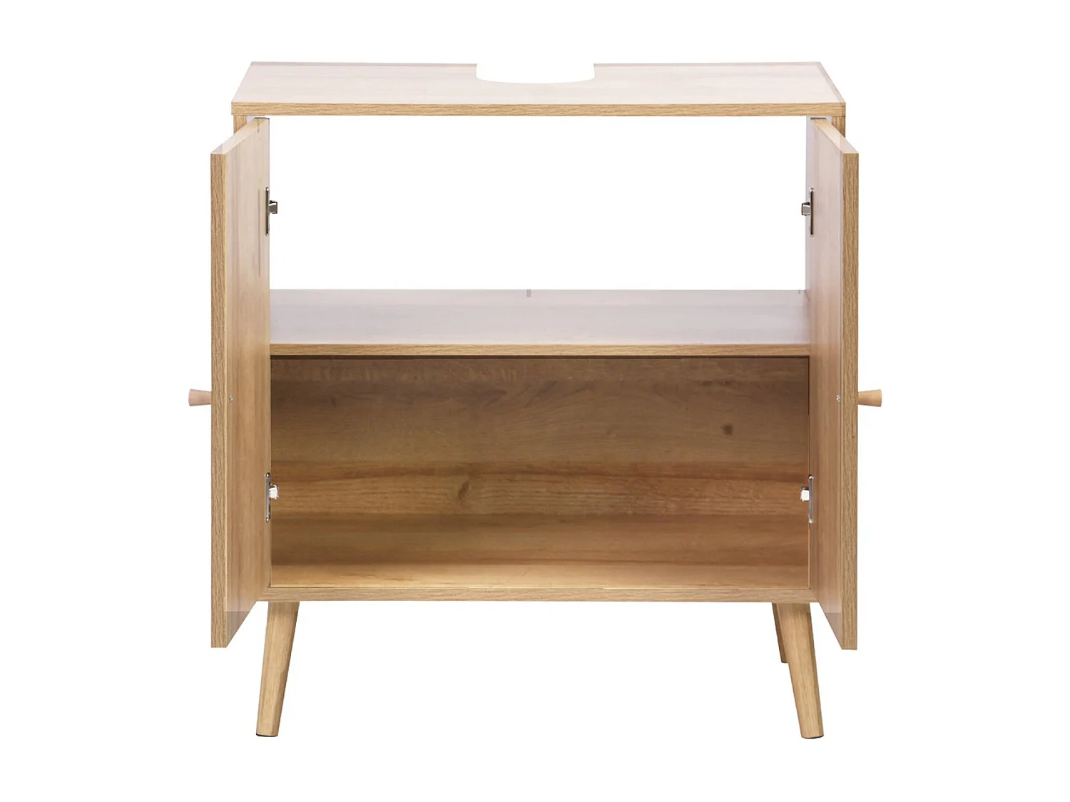 Meuble sous lavabo décor bois et cannage Bohème 65 x 40 x 70 cm naturel