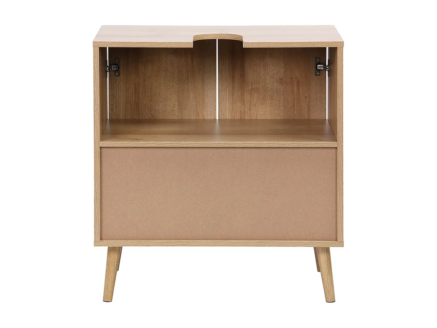 Mueble bajo lavabo decorado en madera y caña natural