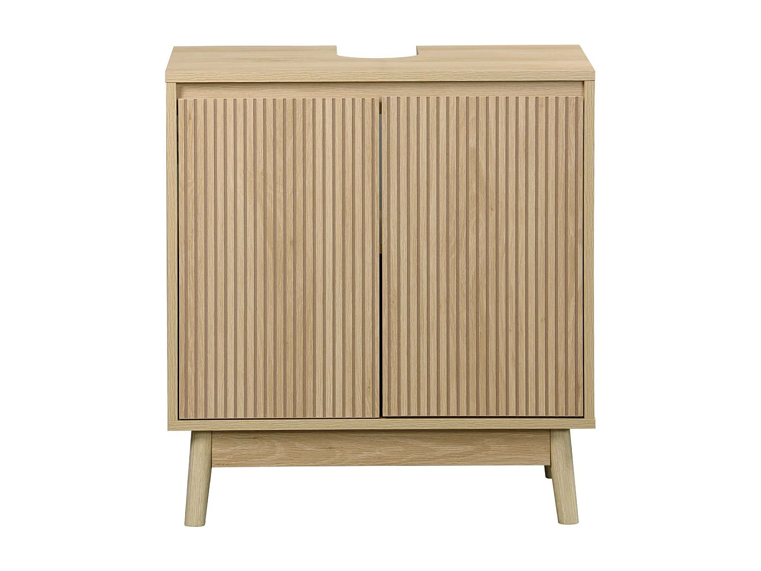 Mueble bajo escandinavo decorado en madera natural