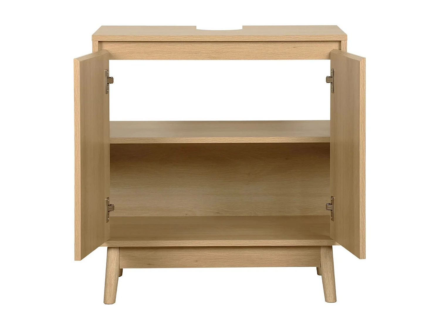 Mueble bajo escandinavo decorado en madera natural