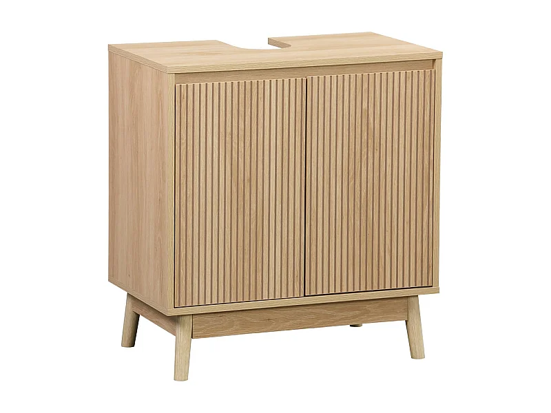 Mueble bajo escandinavo decorado en madera natural