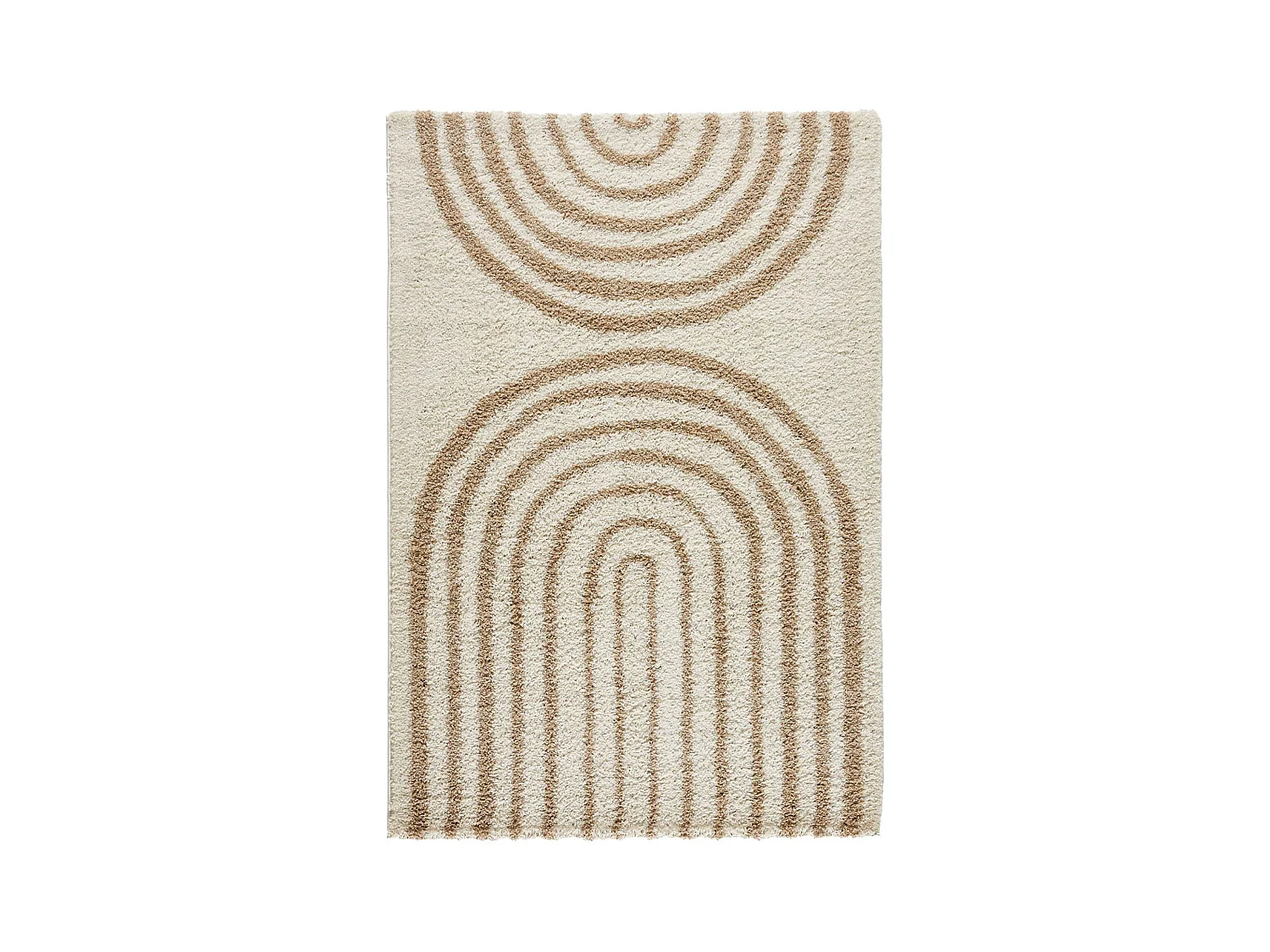 Tapis intérieur shaggy CHRIS. motifs géométriques arc-en-ciel. beige. poils longs. 120 x 160 cm