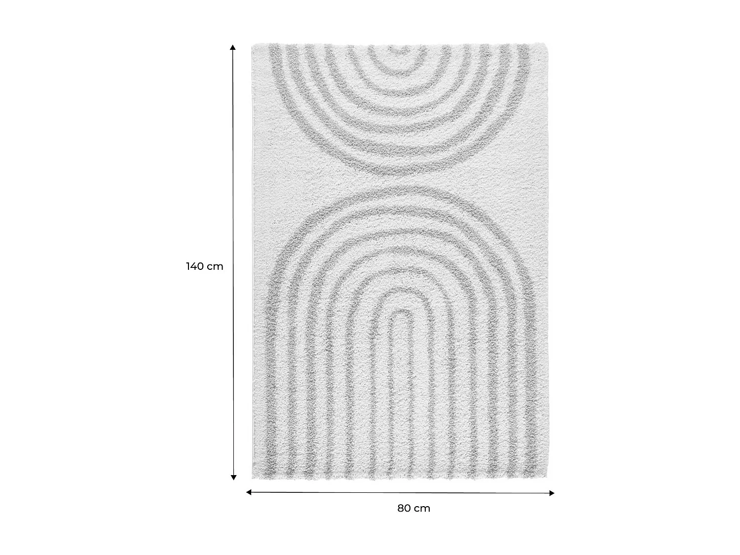 Tapis intérieur shaggy CHRIS. motifs géométriques arc-en-ciel. beige. poils longs. 80 x 140 cm