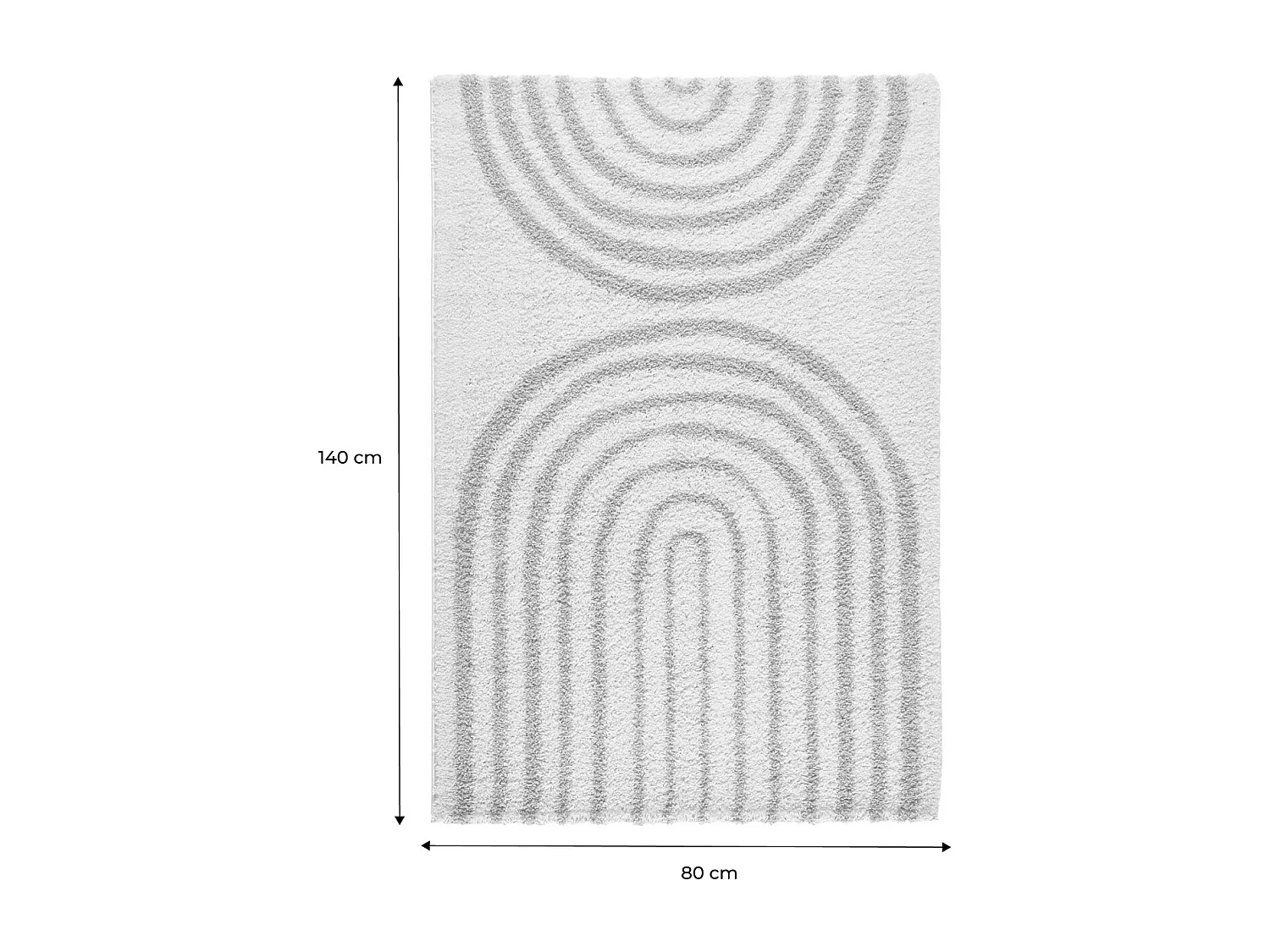 Tapis intérieur shaggy CHRIS. motifs géométriques arc-en-ciel. beige. poils longs. 80 x 140 cm