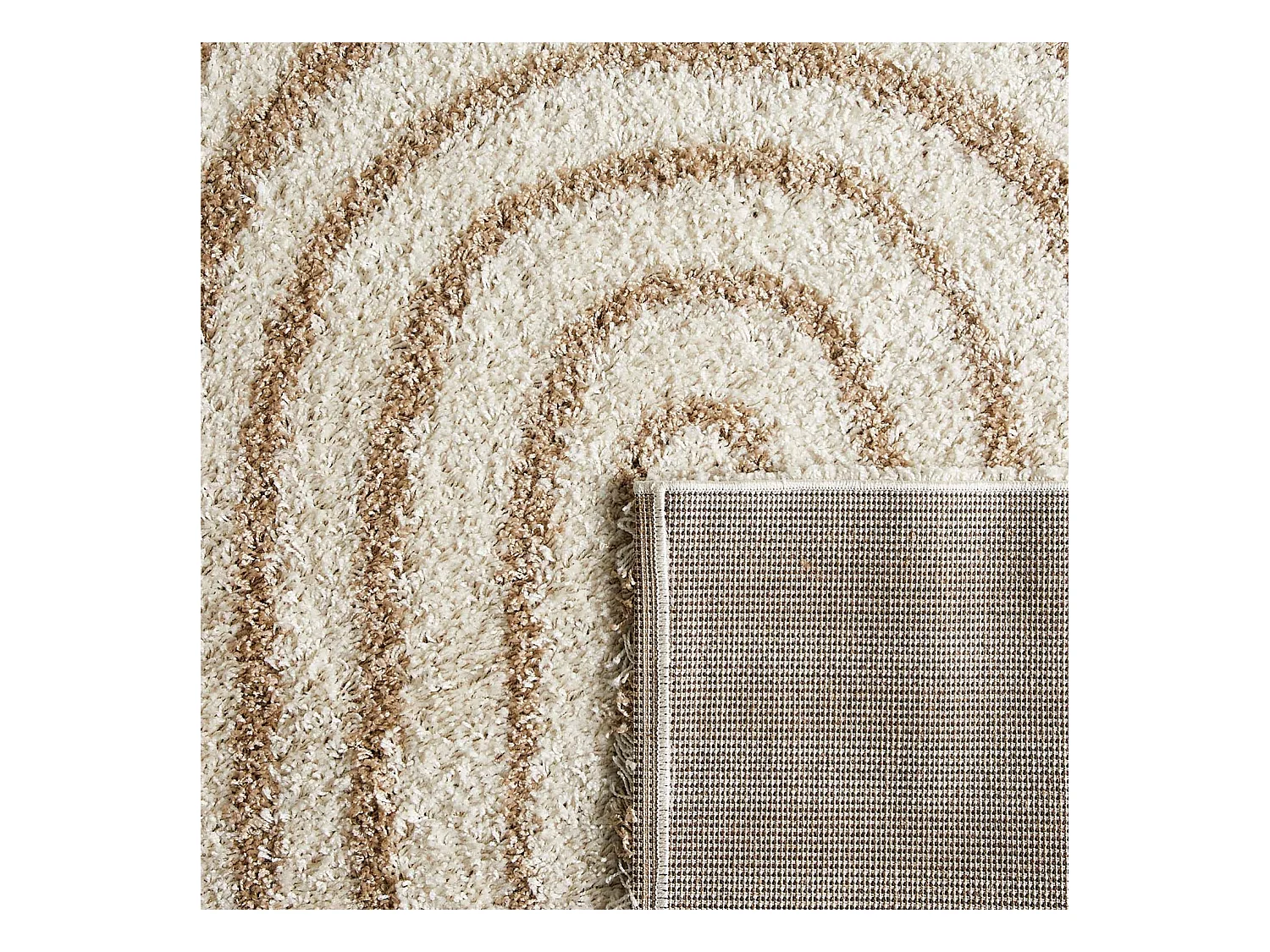 Alfombra interior shaggy con diseños geométricos arco iris beige beige