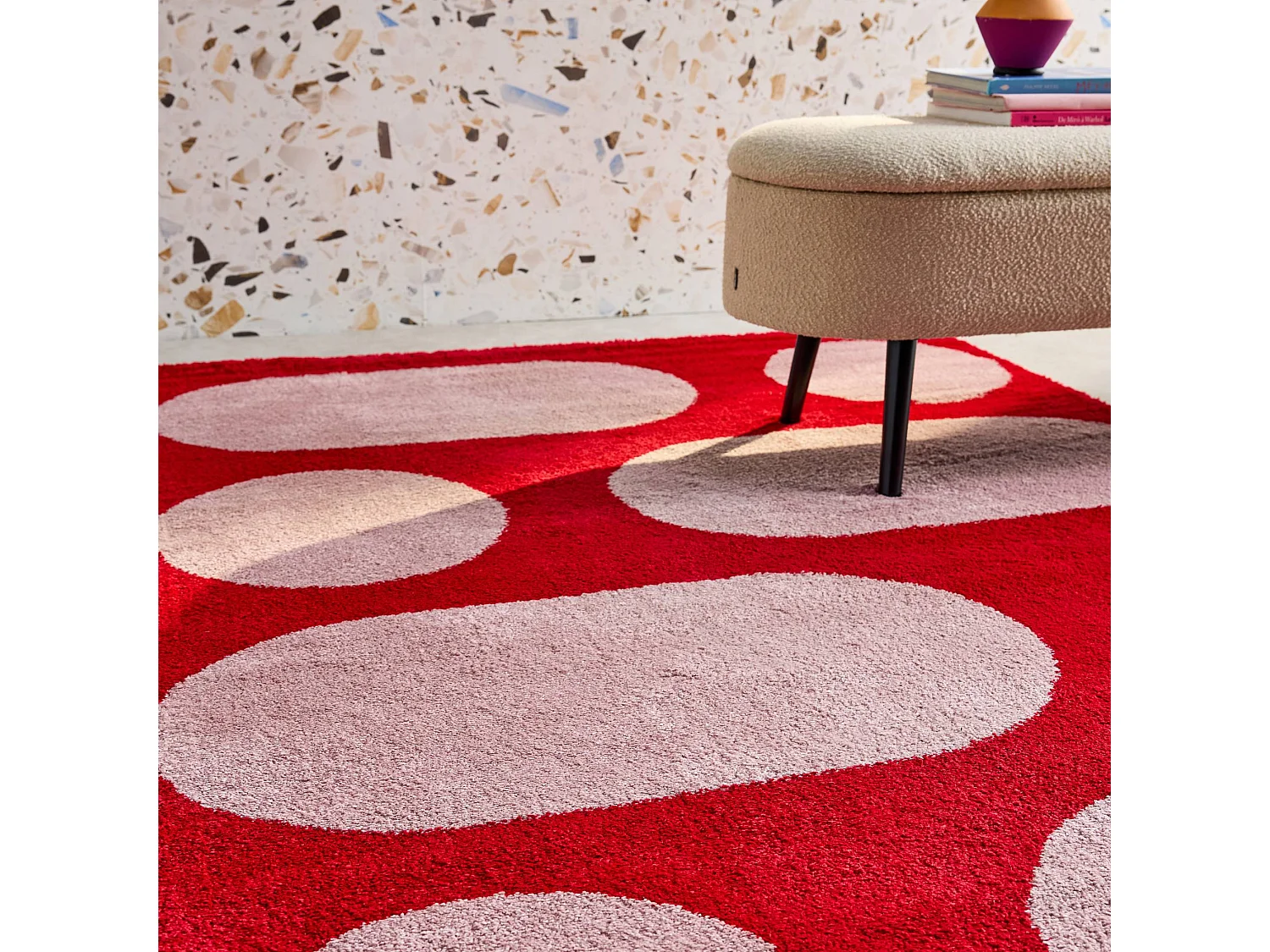 Tappeto da interno con motivo moderno, rosso, rosso