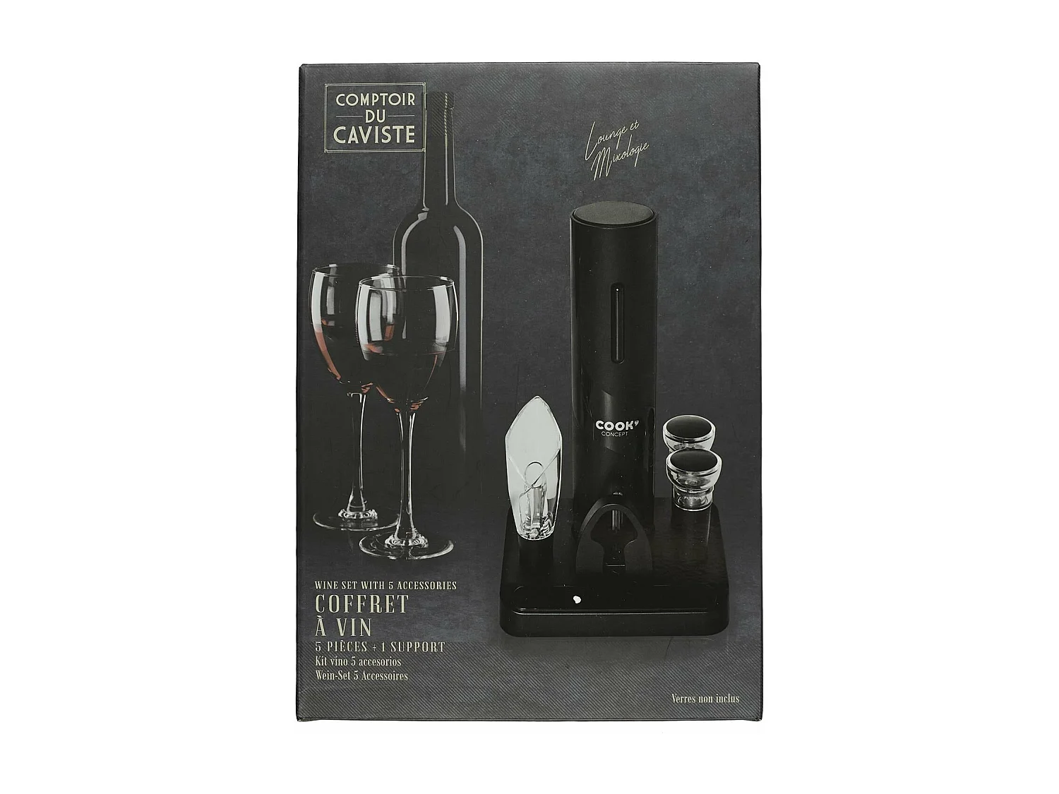 Coffret Vin 5 Accessoires Noir