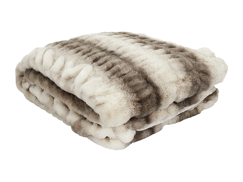 Plaid Imit Fourrure Luxury 140x200cm Blanc, Marron