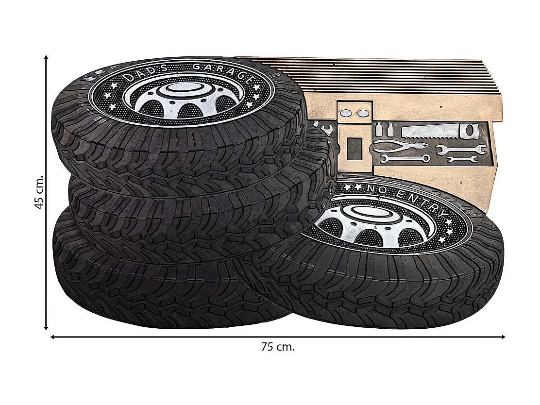 Tapis en caoutchouc forme de pneu noir 45x75