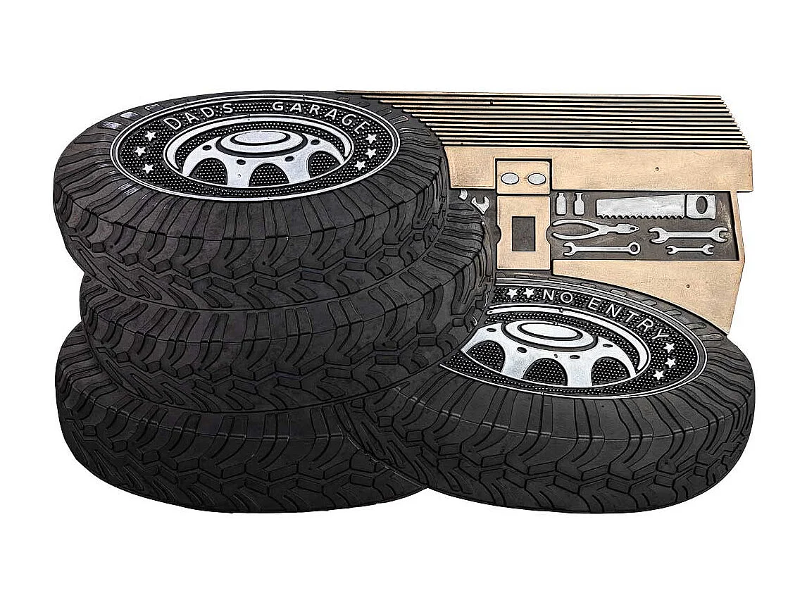 Tapis en caoutchouc forme de pneu noir 45x75