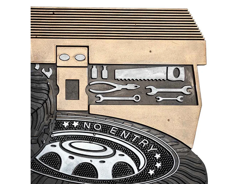 Tapis en caoutchouc forme de pneu noir 45x75