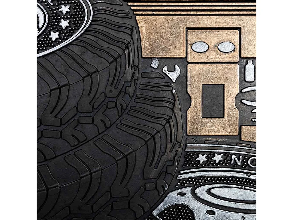 Tapis en caoutchouc forme de pneu noir 45x75