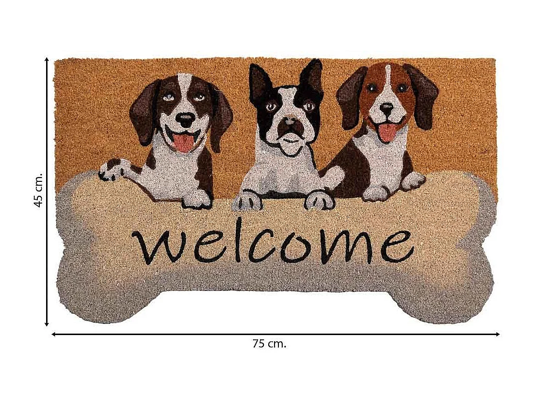 Tapis d'entrée en PVC imprimé marron 45x75