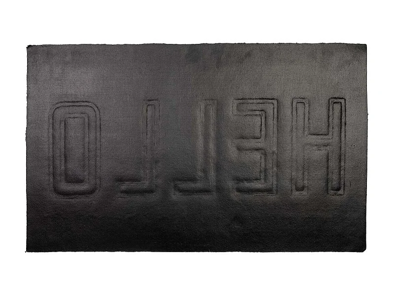 Fußmatte aus bedrucktem PVC und gepresster Faser in Braun 45x75