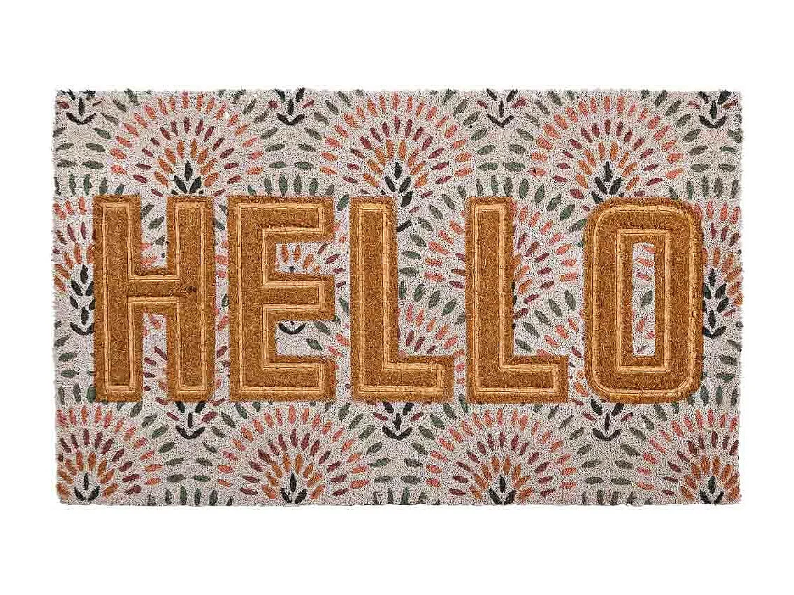 Tapis d'entrée en PVC imprimé et fibre pressée marron 45x75