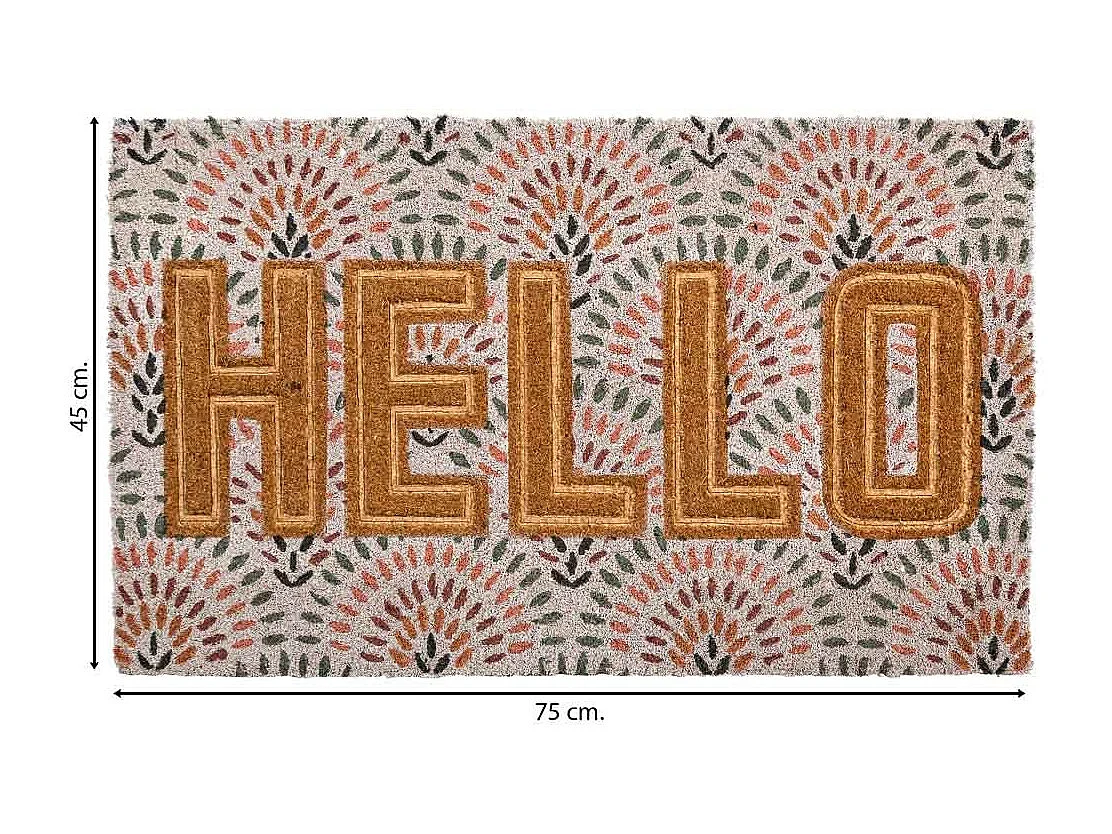 Tapis d'entrée en PVC imprimé et fibre pressée marron 45x75